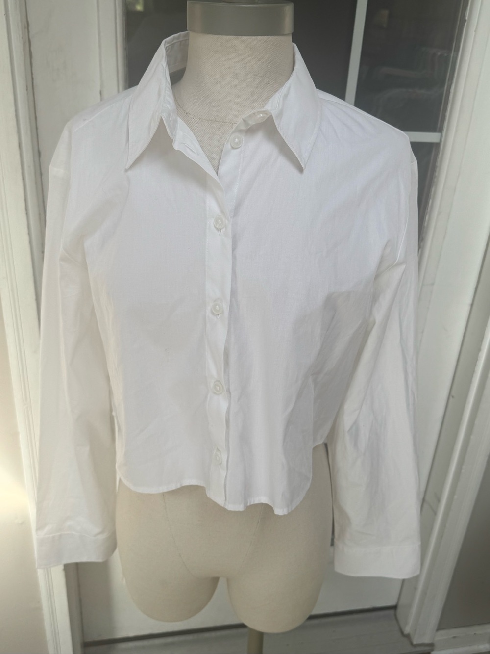 NWT H&M Divided White 100% Cotton Open Tie Back Cropped Blouse XS
